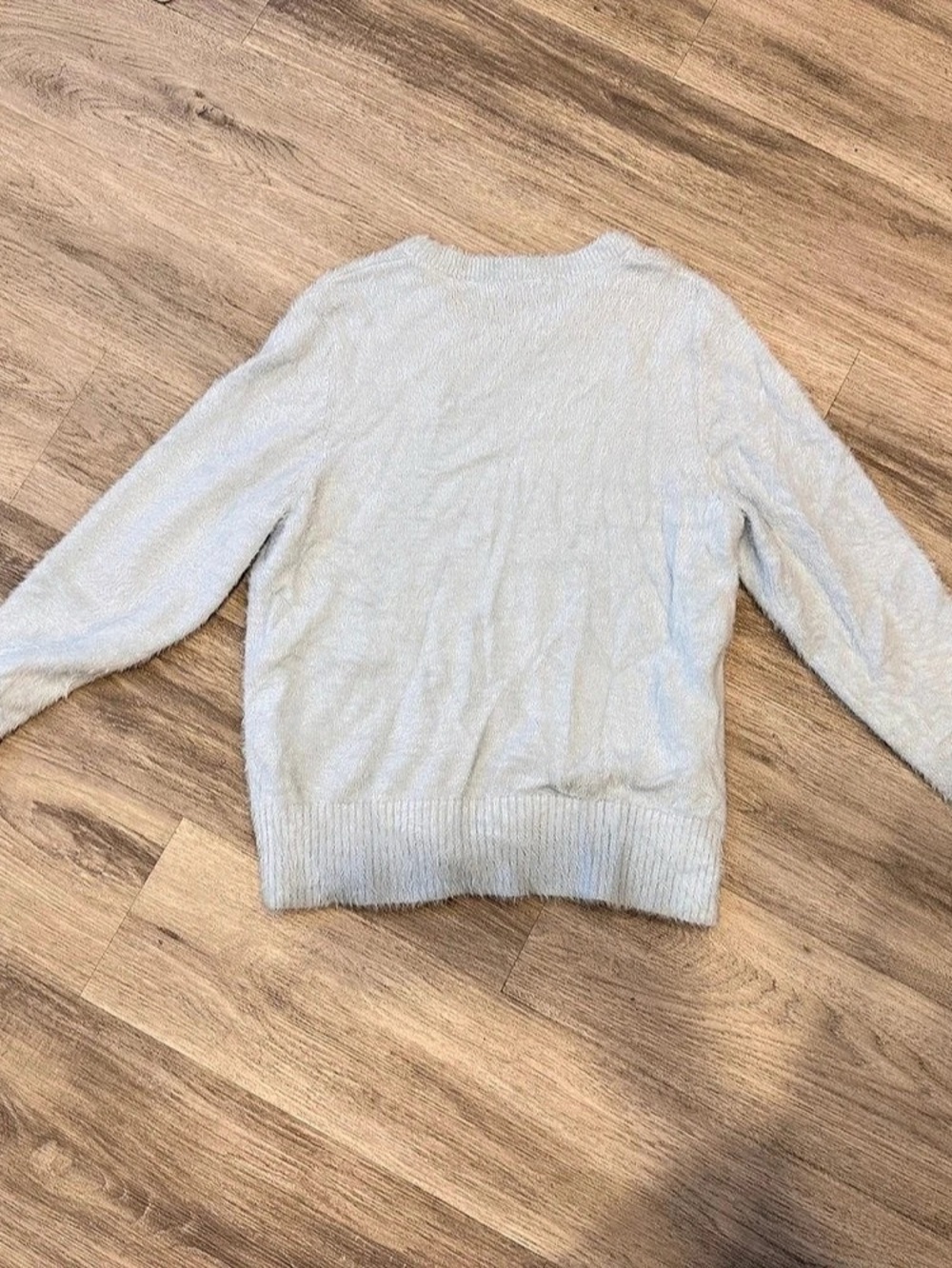 bleu gray Fuzzy Crew Neck Sweater in Blue Size S/P